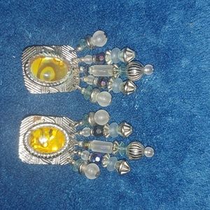 Silver gem and stone earrings